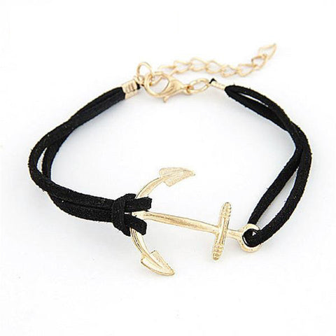 Anchor Leather Bracelet