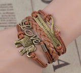 **FREE** Elephant Love Infinity Leather Bracelet - BROWN - Beautifiable - 2