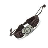 **FREE** Genuine Leather Peace Bracelet - Brown - Beautifiable - 2