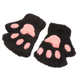 Fluffy Plush Paw Gloves - Black - Beautifiable - 7