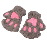 Fluffy Plush Paw Gloves - Khaki - Beautifiable - 12