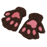 Fluffy Plush Paw Gloves Offer - Light Coffee - Beautifiable - 10