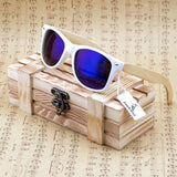 Wooden Sunglasses - White Frame - Blue - Beautifiable - 3