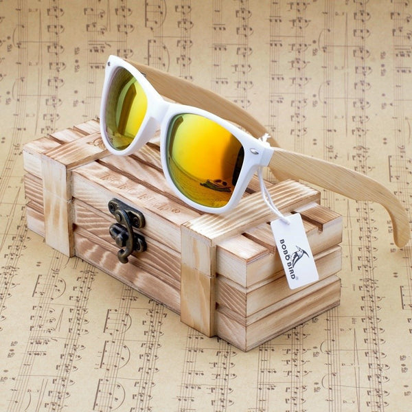 Wooden White Frame Sunglasses