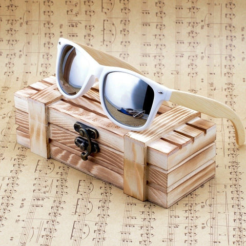 Wooden White Frame Sunglasses